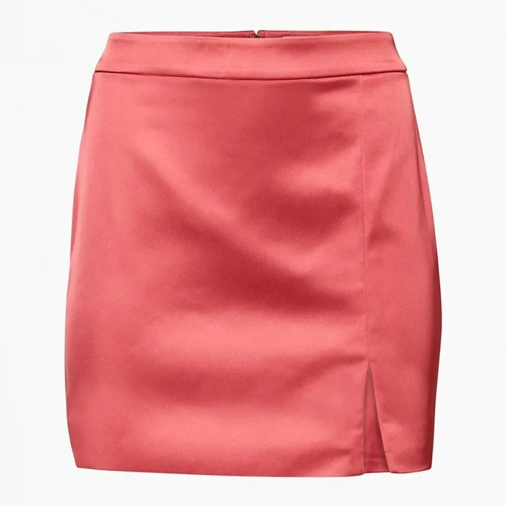 Aritzia Wilfred Satin Patio Mini Skirt Rosy Red Size 6 - Picture 2 of 10